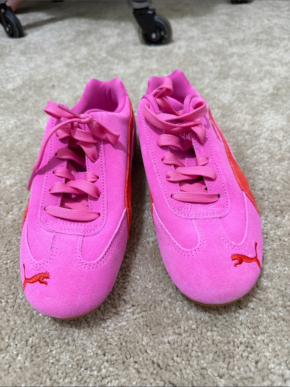 Puma Pink and Red Suede Women's Sneakers